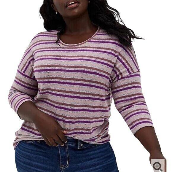 Torrid Womens Pullover Sweater Striped Super Soft Plush Comfy Pink 1X 14 16 - Picture 8 of 16